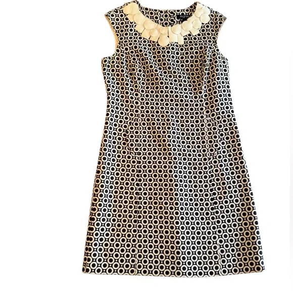 Etcetera by Carlisle Navy/Cream Cap Sleeve Shift Dress size 14/Large - Picture 1 of 9